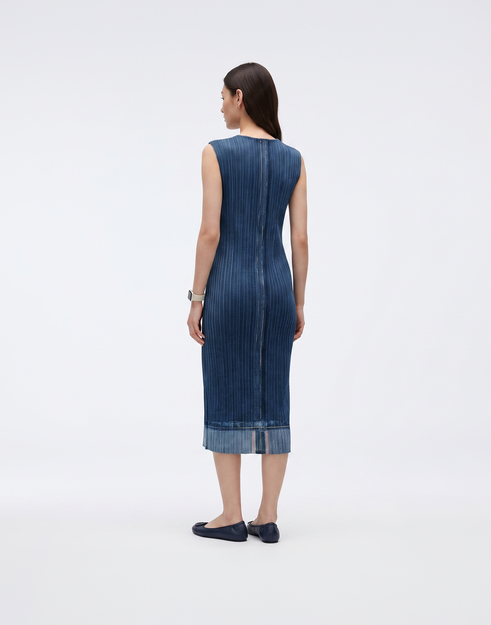 Wrinkle-Free, Cooling & Breathable Free Size Santorini Pleated Denim Dress