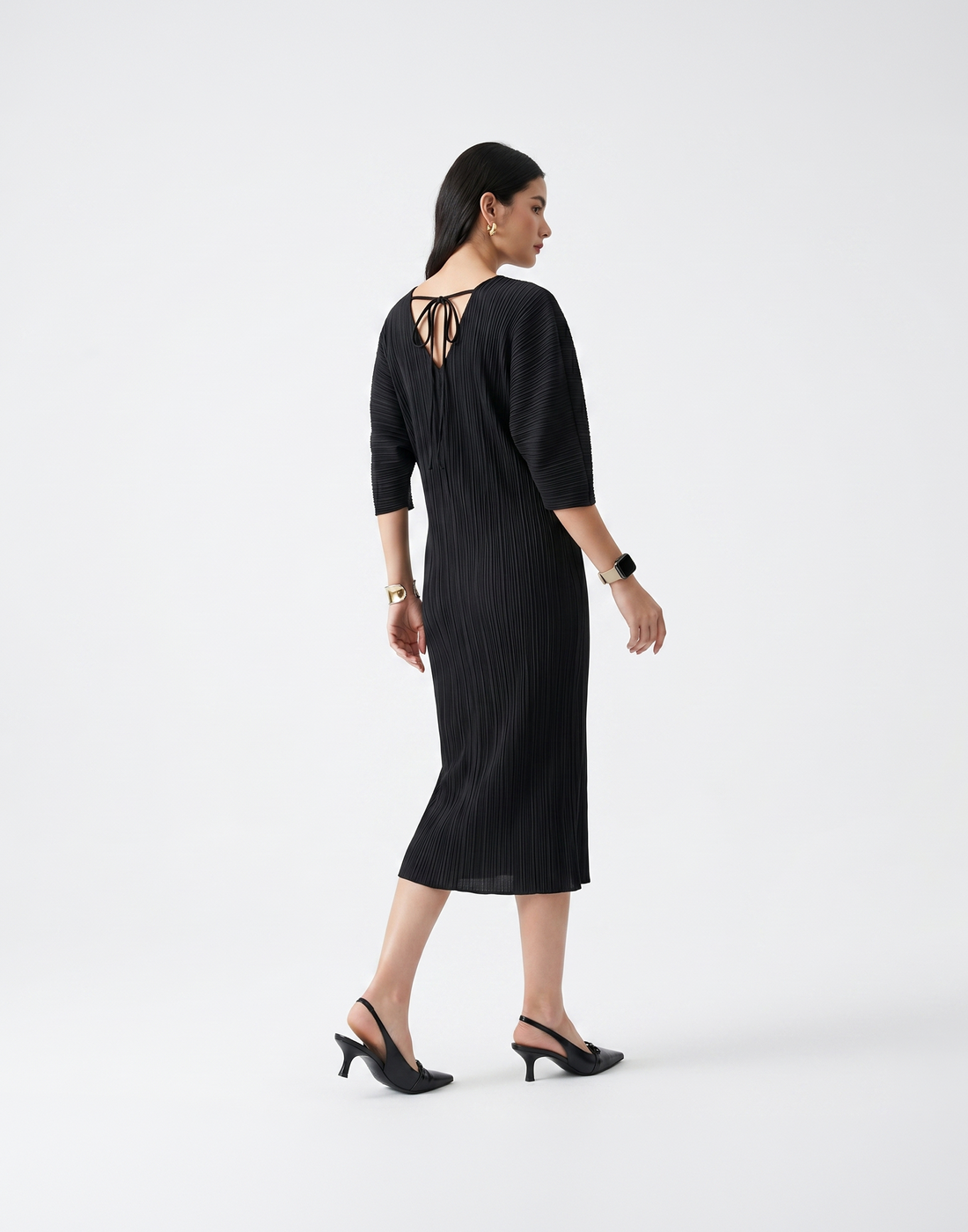 Wrinkle-Free, Cooling & Breathable Pleated Rhythm Dress With Sleeves