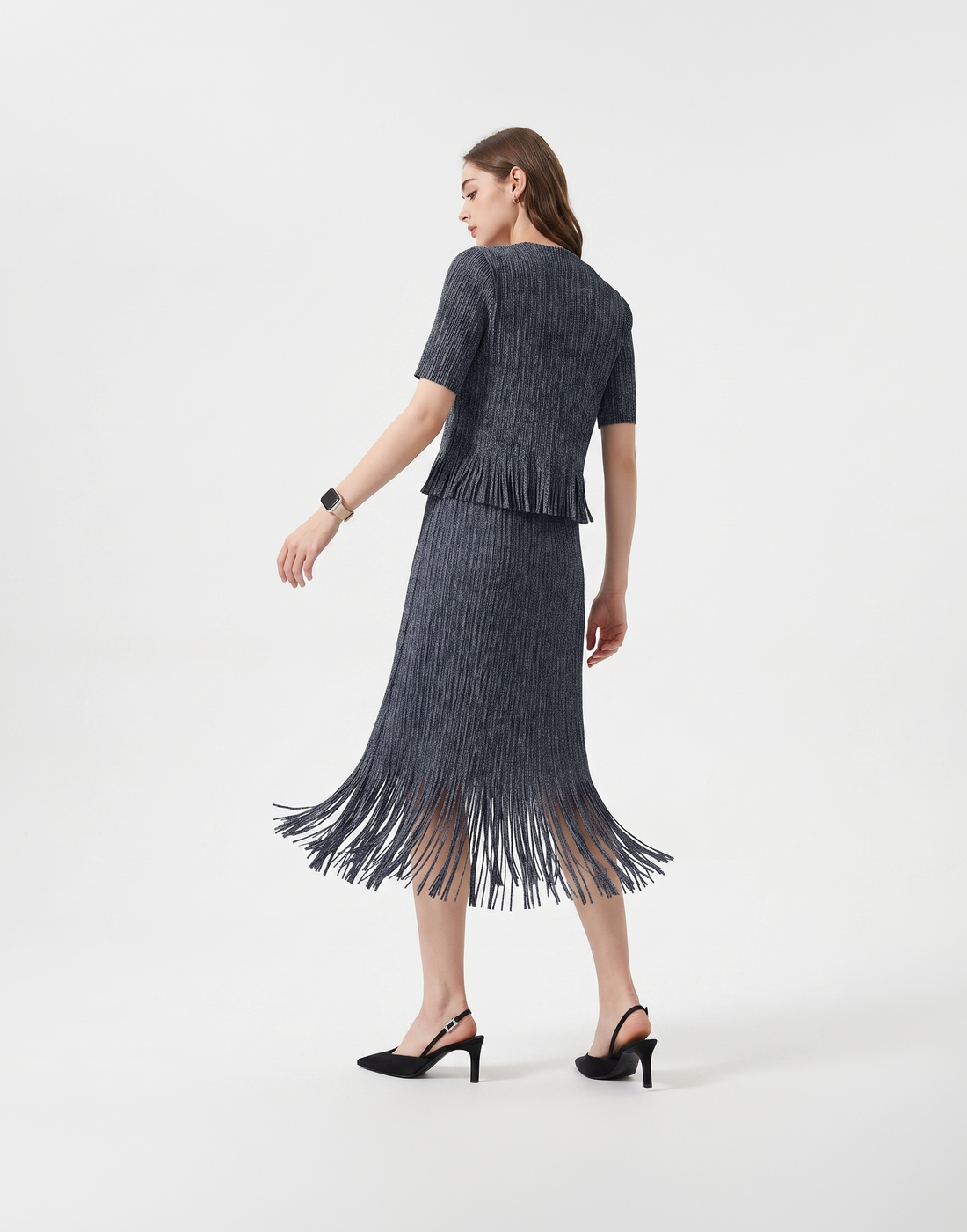 Wrinkle-Free, Cooling & Breathable Free Size Cascade Pleated Set
