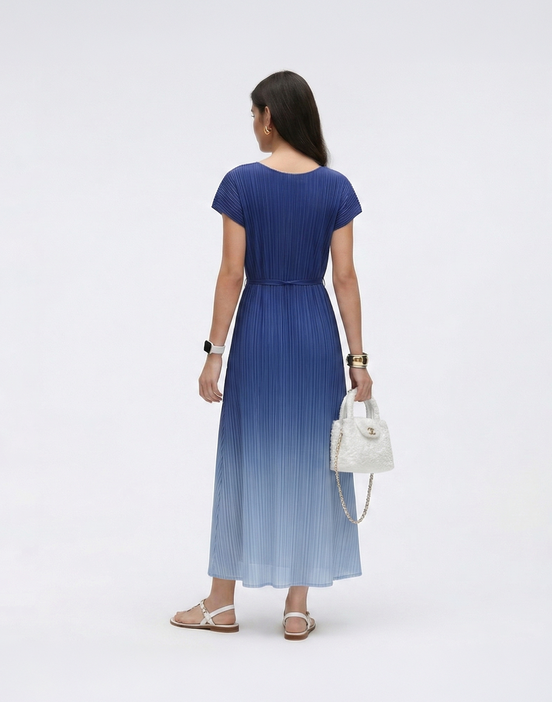 Wrinkle-Free, Cooling & Breathable Pleated Swish Dress With Belt
