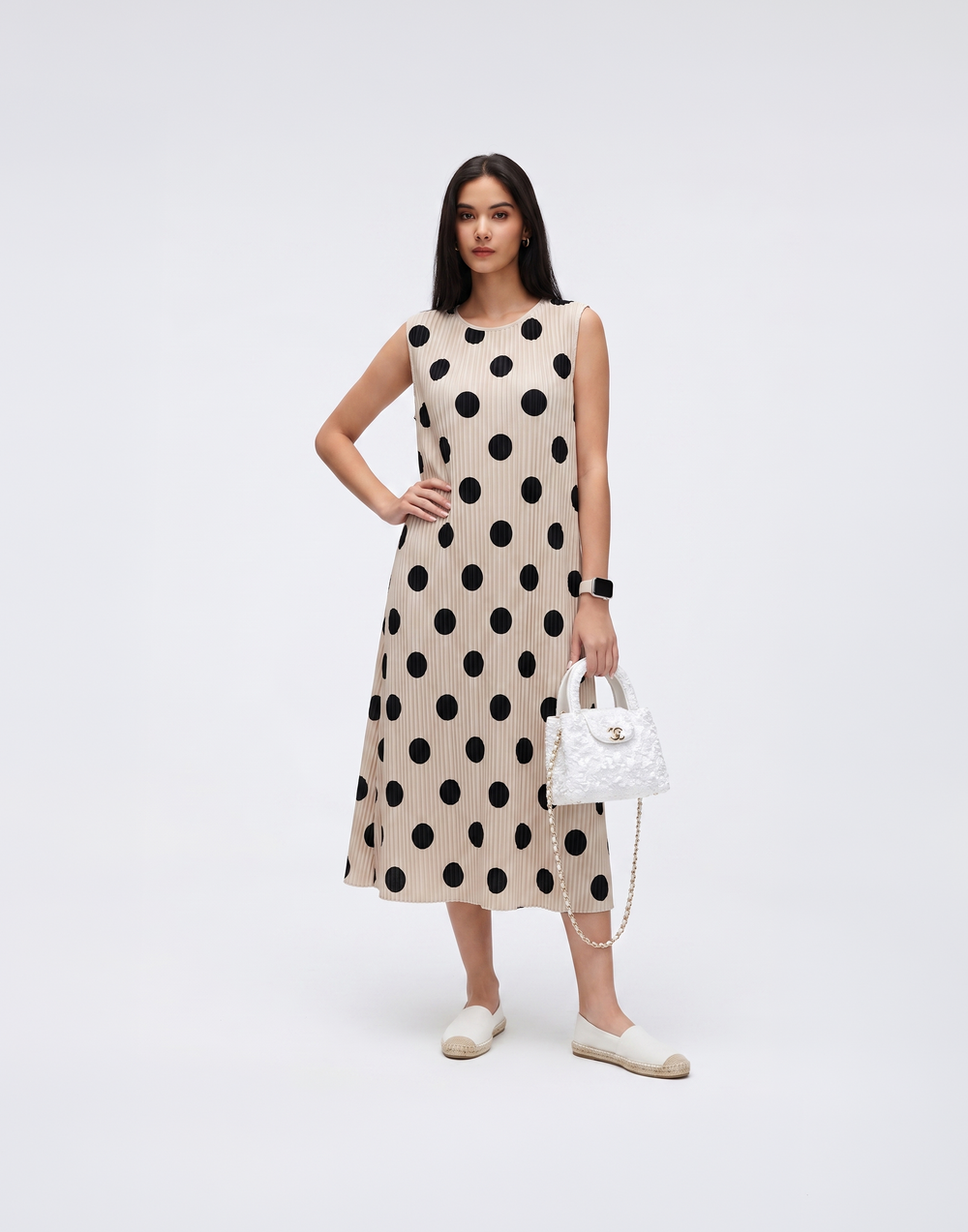Wrinkle-Free, Cooling, Breathable & Free Size Jollie Polkadot Dress