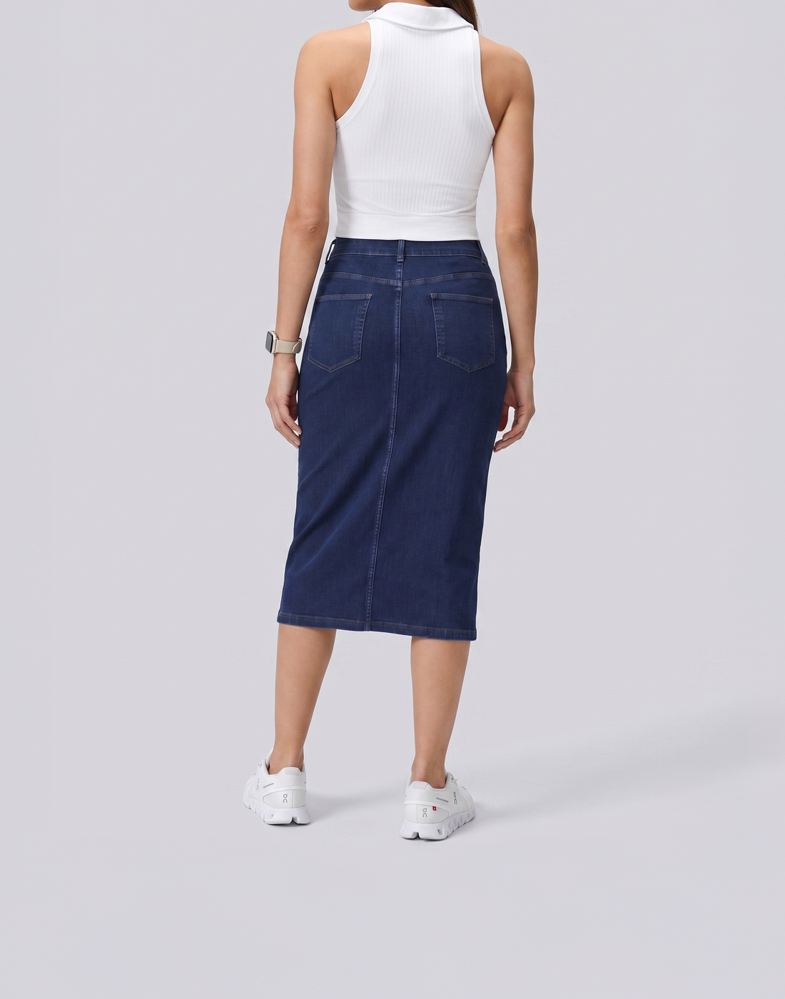 Cooling, Buttery Soft, Stretchy & Tummy Tucking Cloud Denim Skirt With Pockets