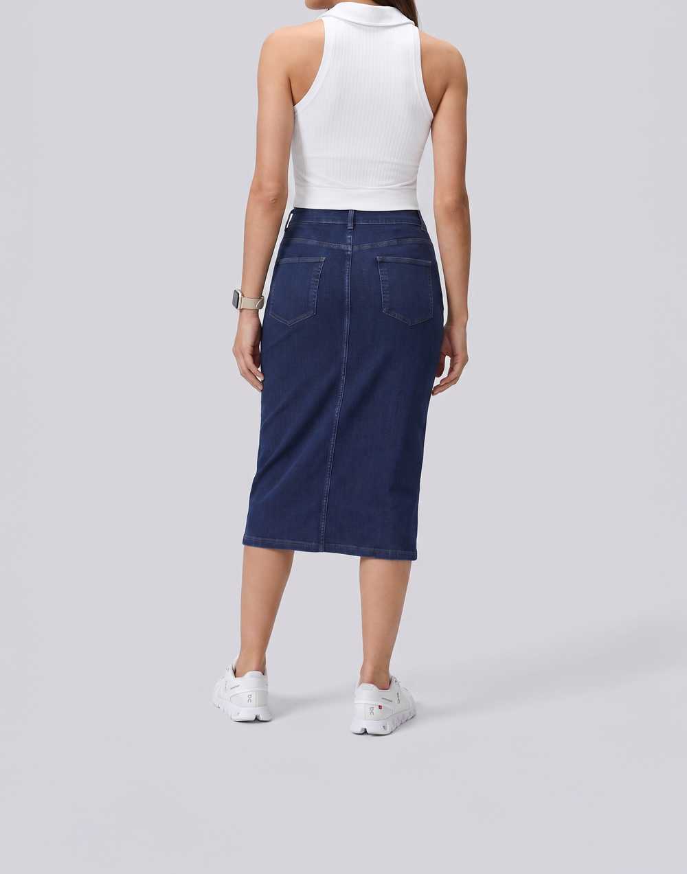 Cooling, Buttery Soft, Stretchy & Tummy Tucking Cloud Denim Skirt With Pockets