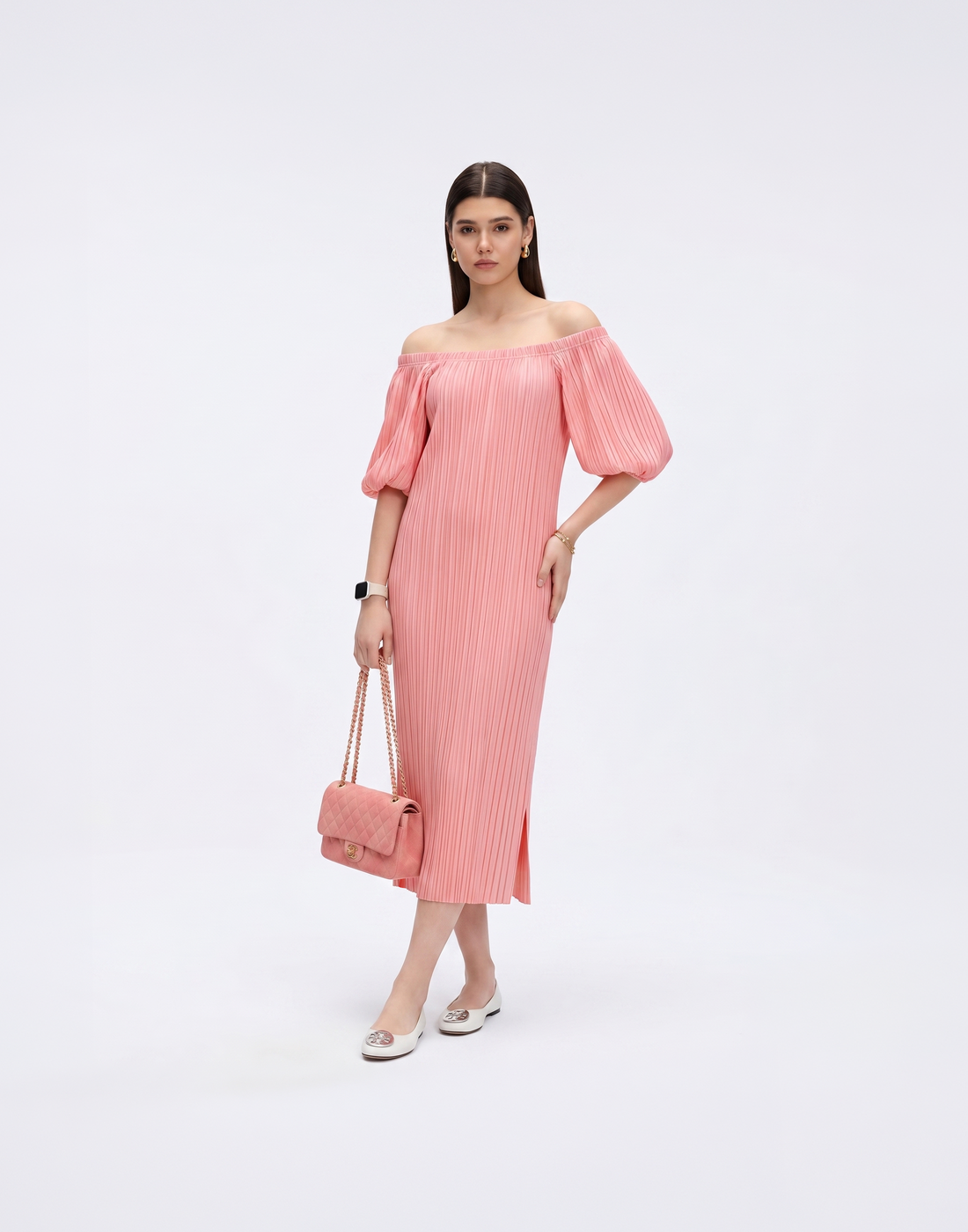 Cooling & Wrinkle-Free 2-in-1 Halo Pleated Dress With Sleeves
