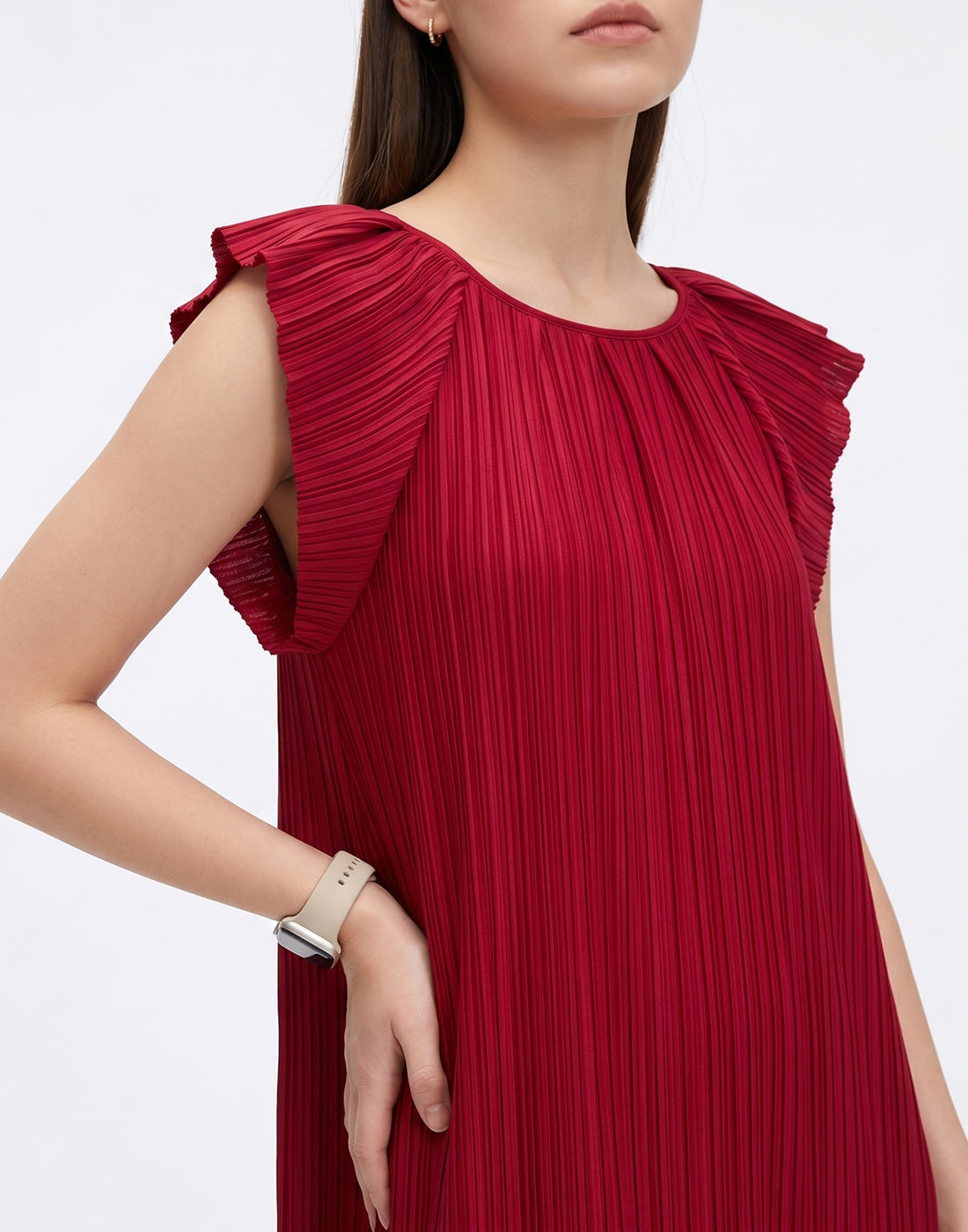 Wrinkle-Free, Cooling & Free Size Pleated Ruby Dress
