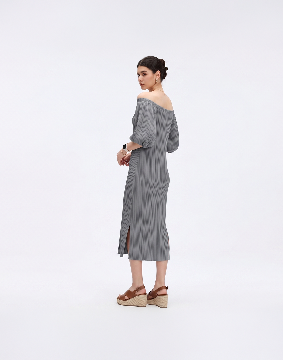 Cooling & Wrinkle-Free 2-in-1 Halo Pleated Dress With Sleeves