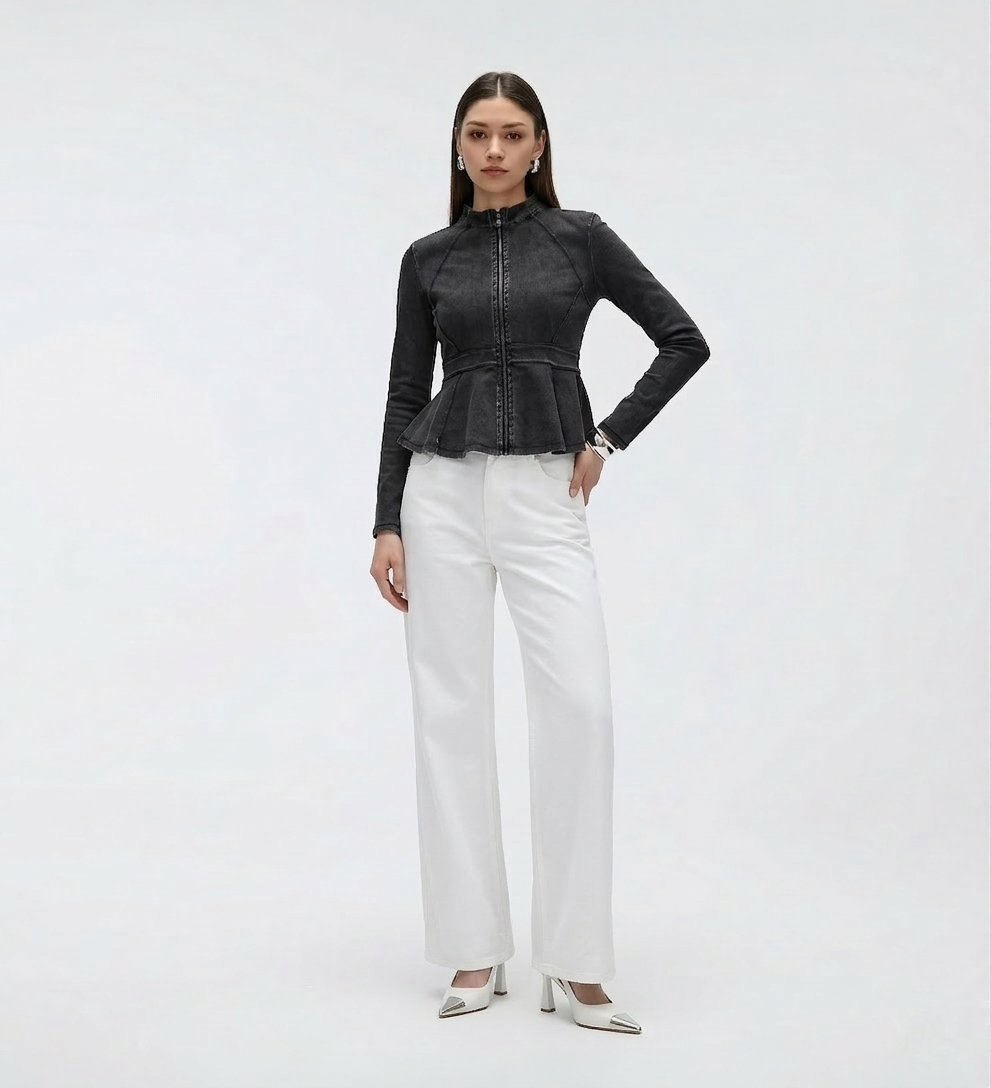 Buttery Soft & Stretchy Power Peplum Denim Jacket