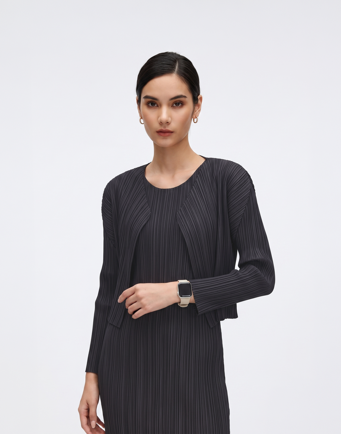 Wrinkle-Free, Cooling & Breathable Free Size Luxe Pleated Cardigan