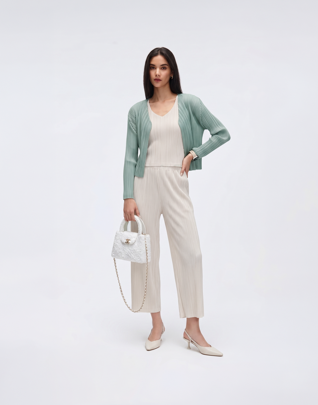 Wrinkle-Free, Cooling & Breathable Free Size Luxe Pleated Cardigan
