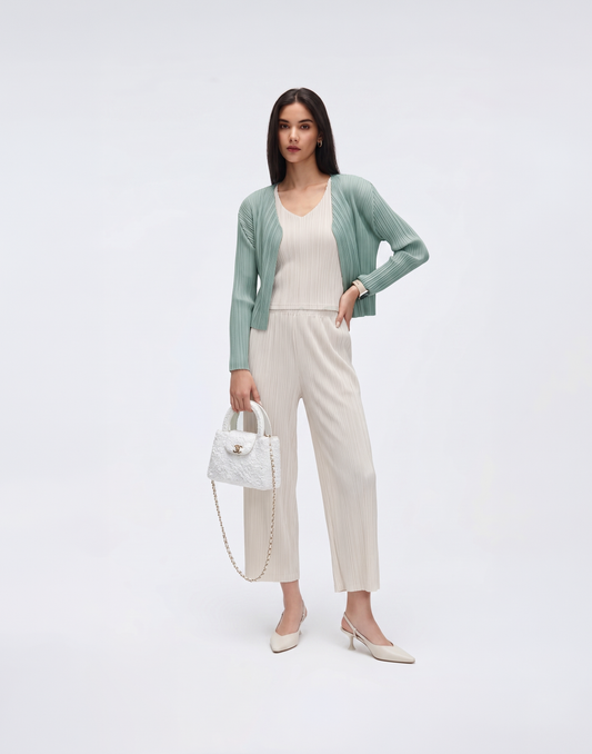 Wrinkle-Free, Cooling & Breathable Free Size Luxe Pleated Cardigan