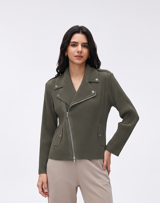 Wrinkle-Free, Breathable & Stretchy Free Size Biker Jacket With Pockets