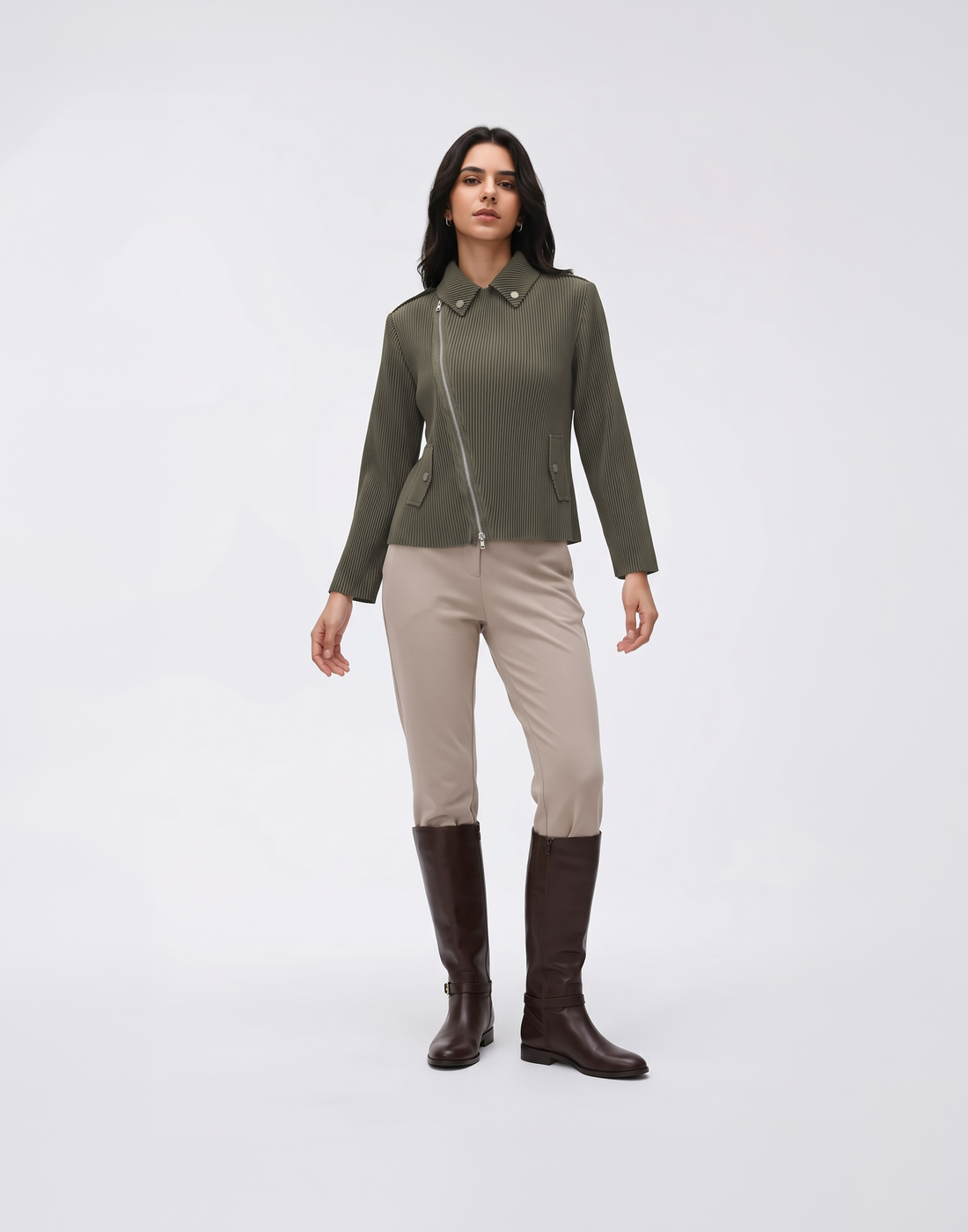 Wrinkle-Free, Breathable & Stretchy Free Size Biker Jacket With Pockets
