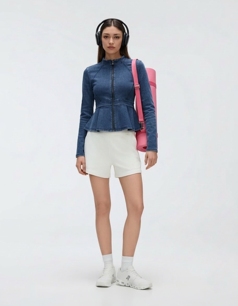 Buttery Soft & Stretchy Power Peplum Denim Jacket