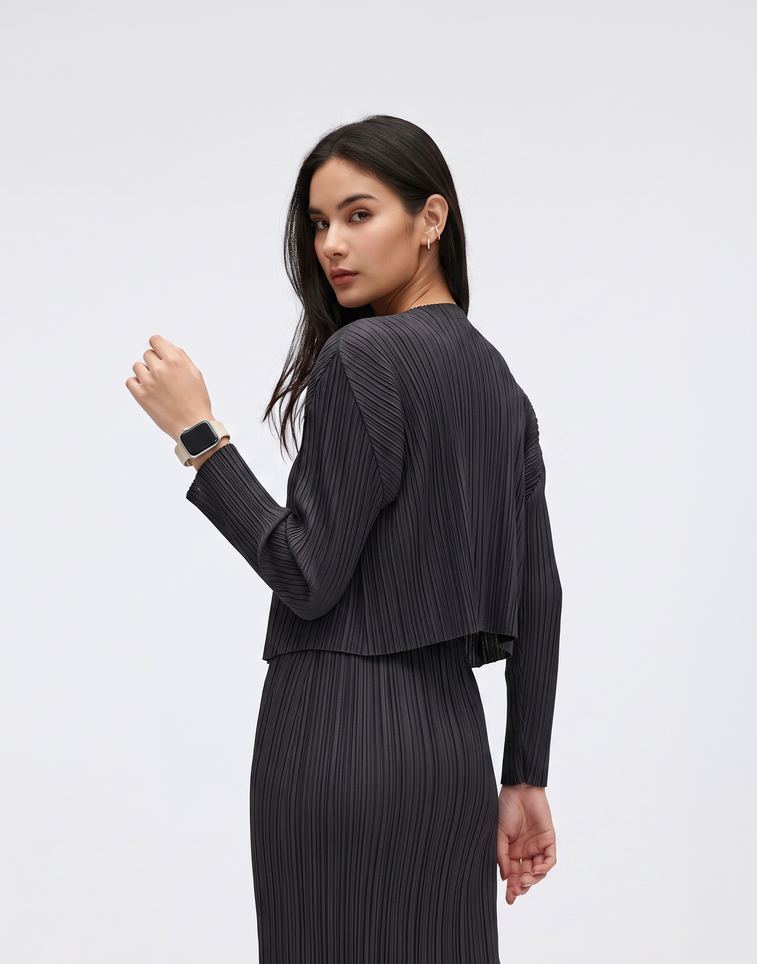 Wrinkle-Free, Cooling & Breathable Free Size Luxe Pleated Cardigan