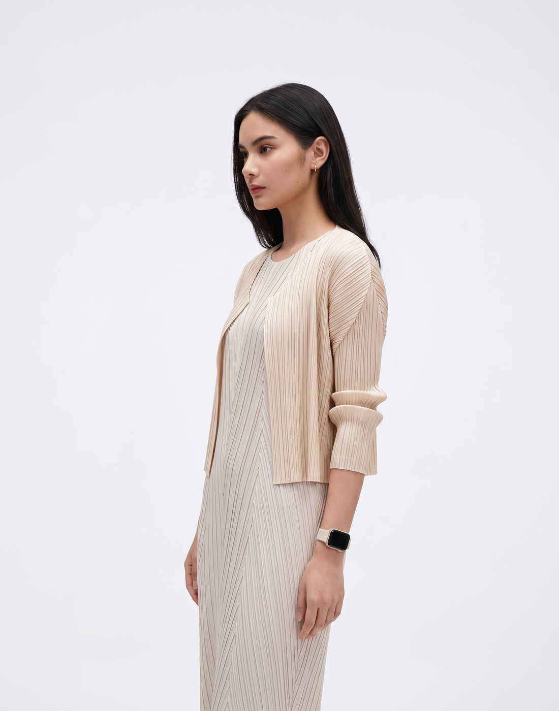 Wrinkle-Free, Cooling & Breathable Free Size Luxe Pleated Cardigan