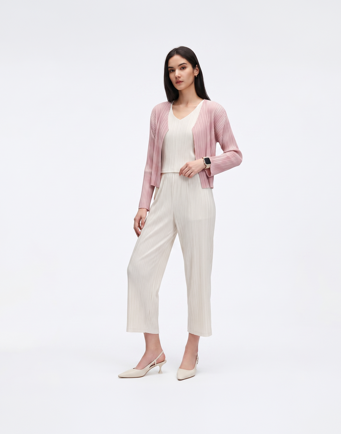 Wrinkle-Free, Cooling & Breathable Free Size Luxe Pleated Cardigan