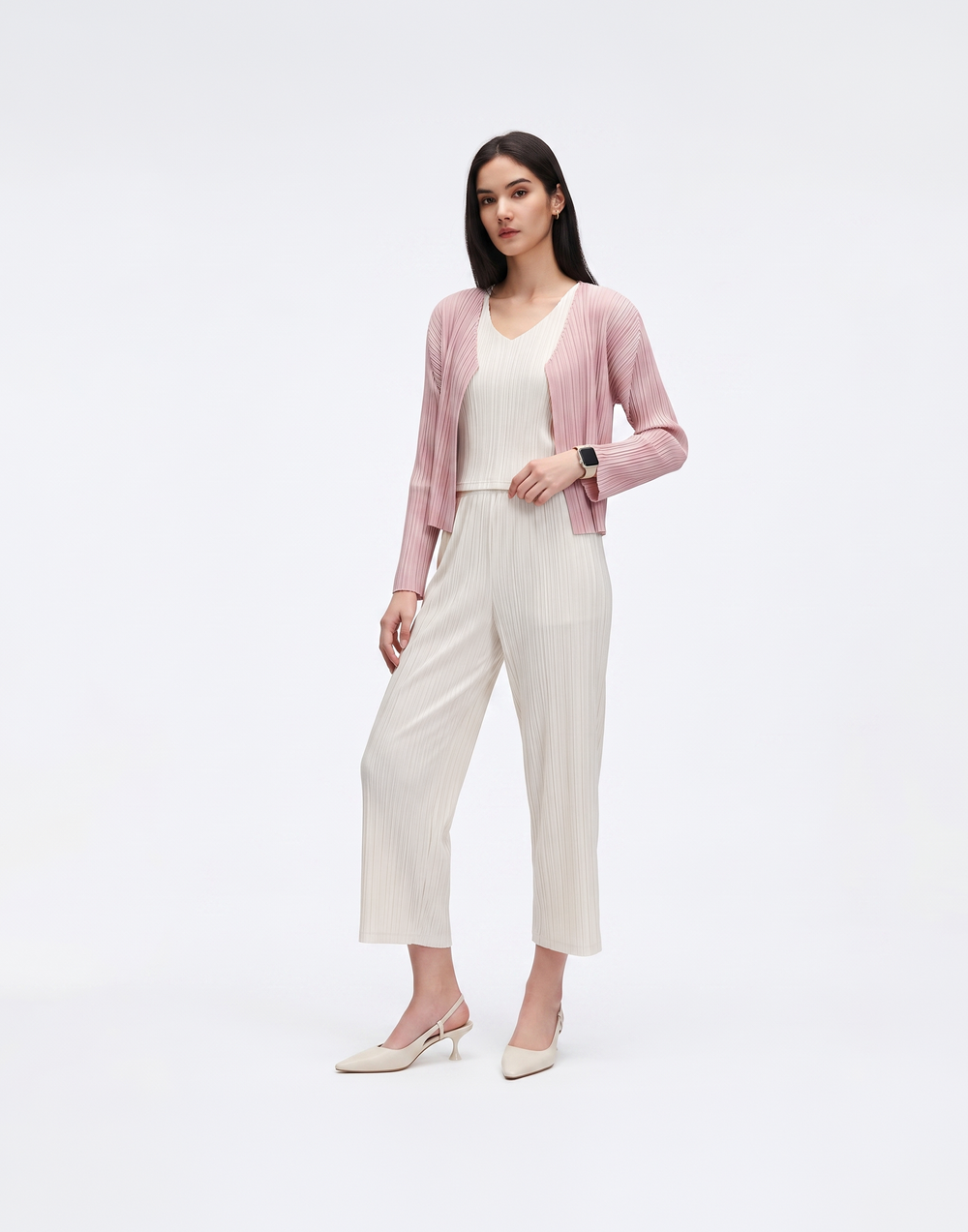 Wrinkle-Free, Cooling & Breathable Free Size Luxe Pleated Cardigan