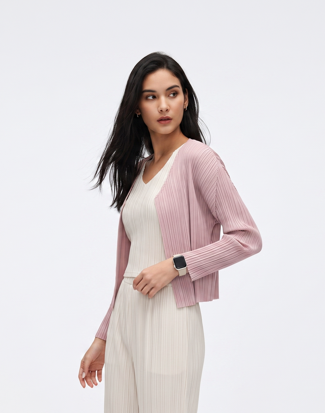 Wrinkle-Free, Cooling & Breathable Free Size Luxe Pleated Cardigan