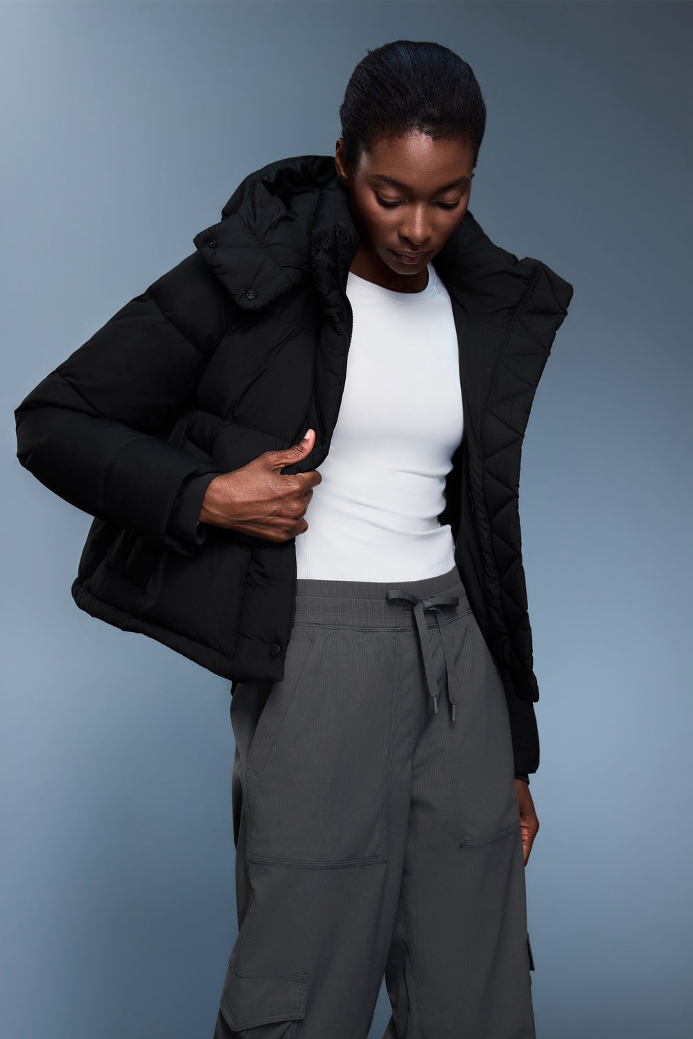 Waterproof, Windproof & Sun Protection Motion Puffer Jacket With Removable Hood - For Cold Climate