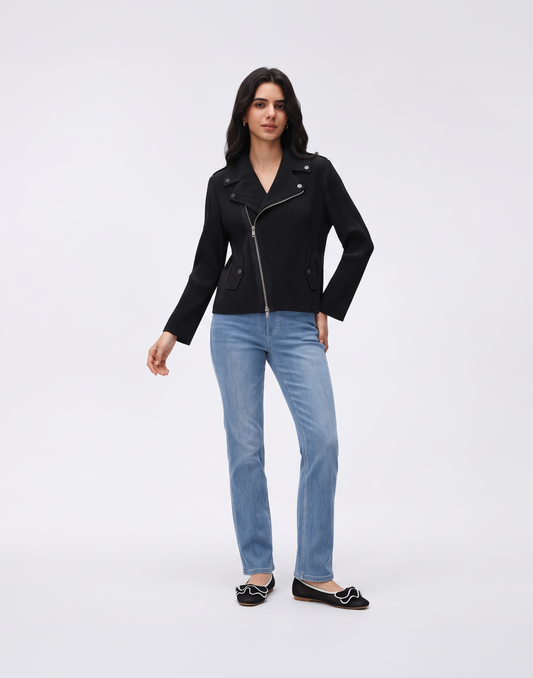 Wrinkle-Free, Breathable & Stretchy Free Size Biker Jacket With Pockets