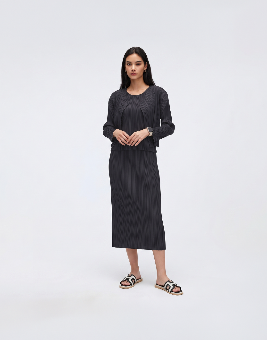 Wrinkle-Free, Cooling & Breathable Free Size Luxe Pleated Cardigan