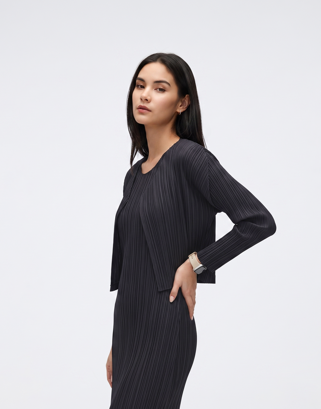 Wrinkle-Free, Cooling & Breathable Free Size Luxe Pleated Cardigan
