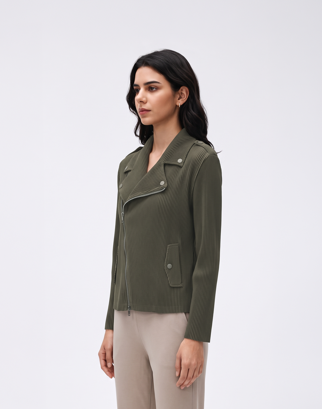 Wrinkle-Free, Breathable & Stretchy Free Size Biker Jacket With Pockets
