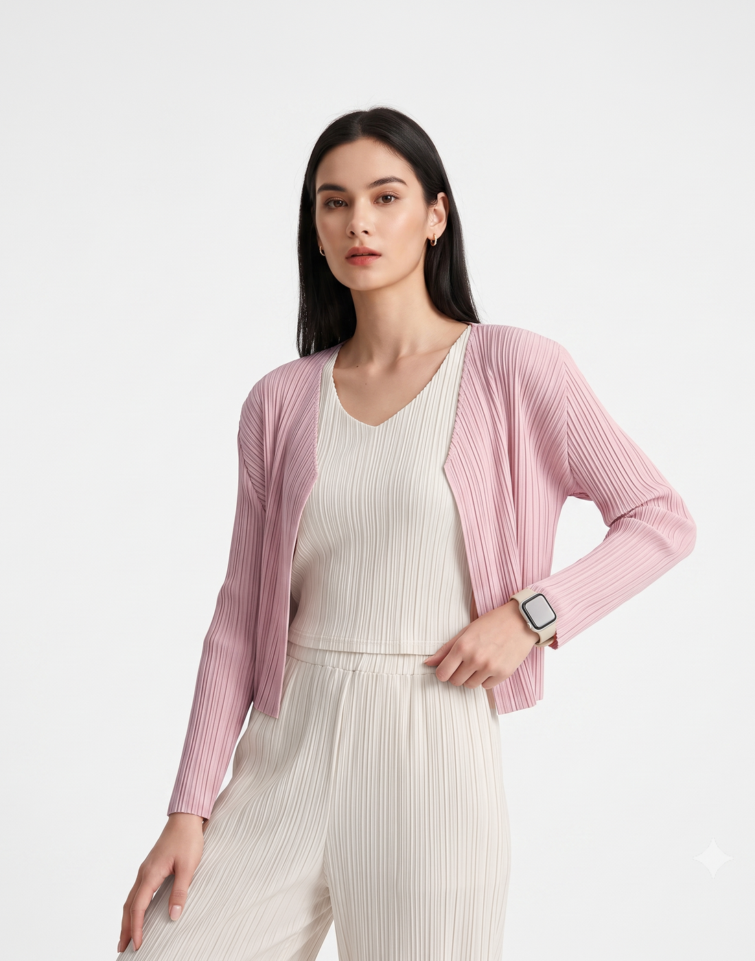 Wrinkle-Free, Cooling & Breathable Free Size Luxe Pleated Cardigan