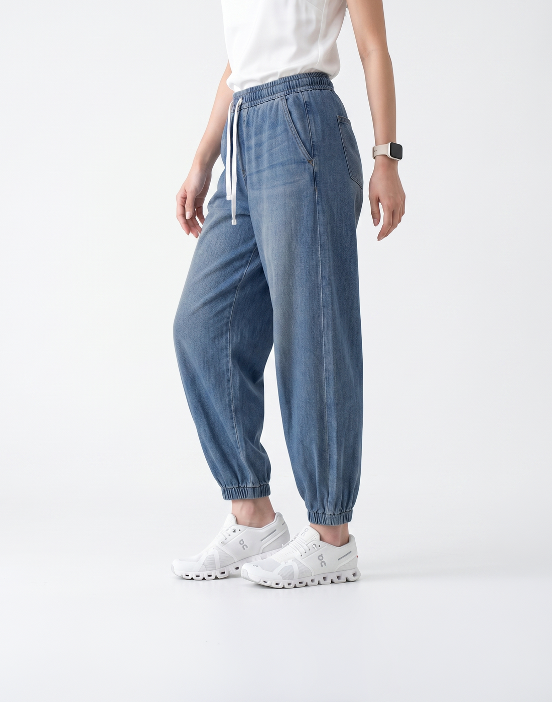 Cooling, Breathable & Stretchy Relax Denim Joggers With Elastic Waistband