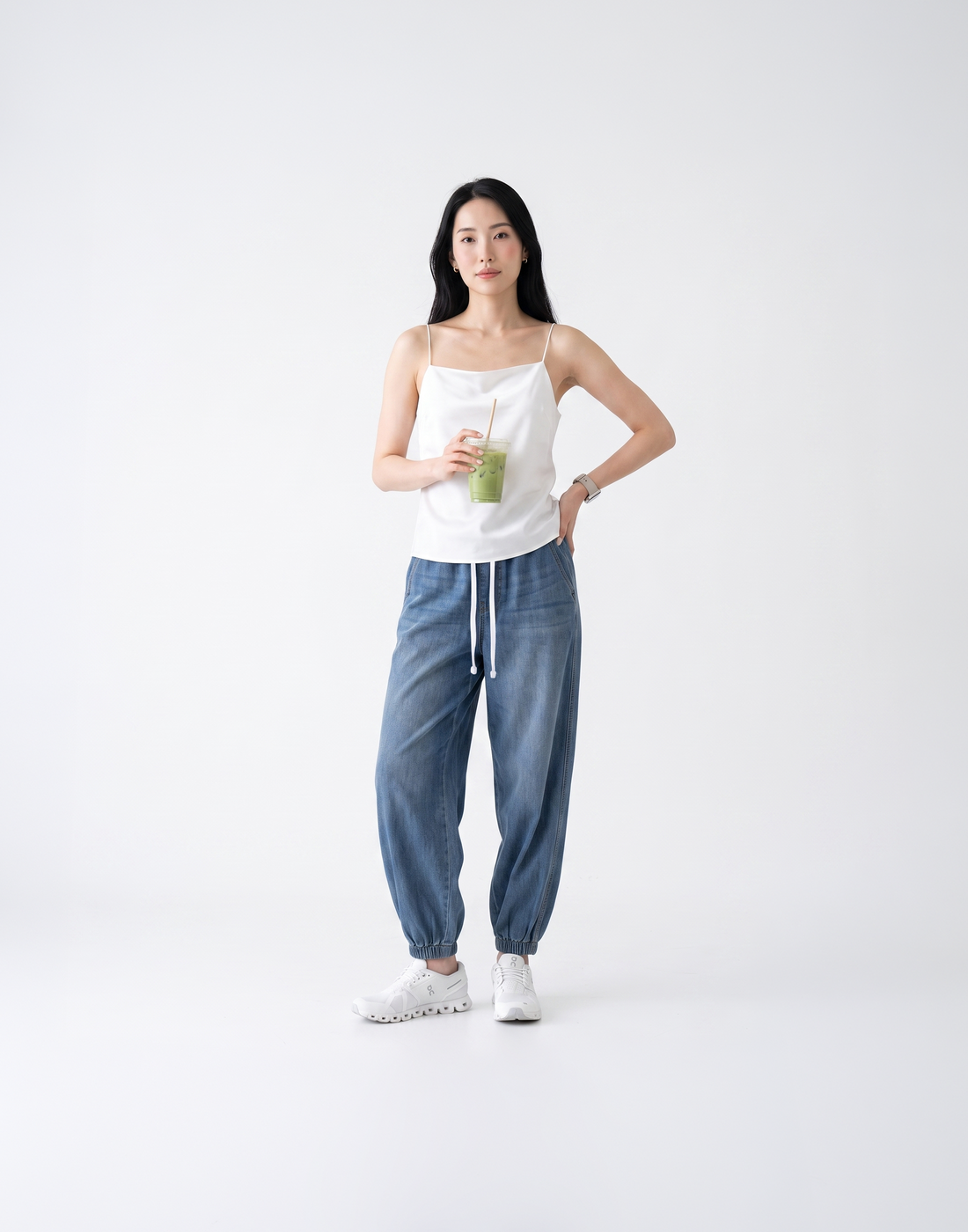 Cooling, Breathable & Stretchy Relax Denim Joggers With Elastic Waistband