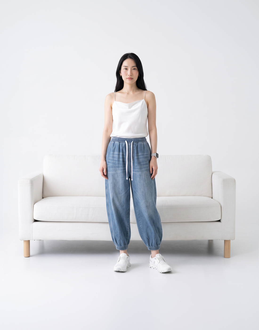 Cooling, Breathable & Stretchy Relax Denim Joggers With Elastic Waistband