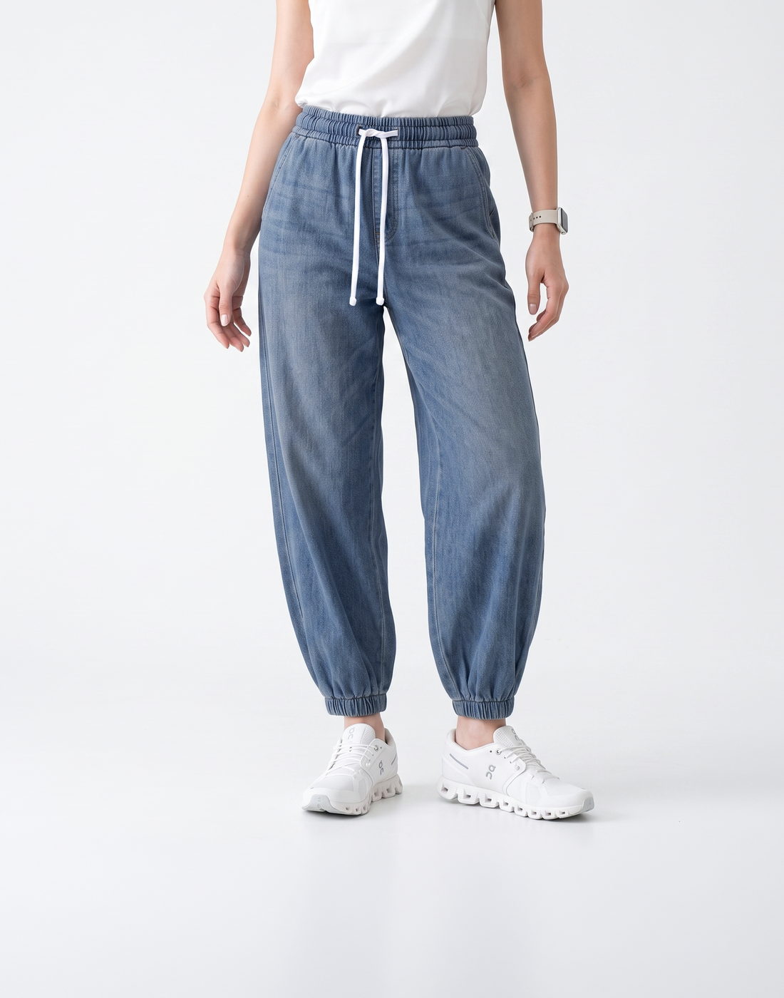 Cooling, Breathable & Stretchy Relax Denim Joggers With Elastic Waistband