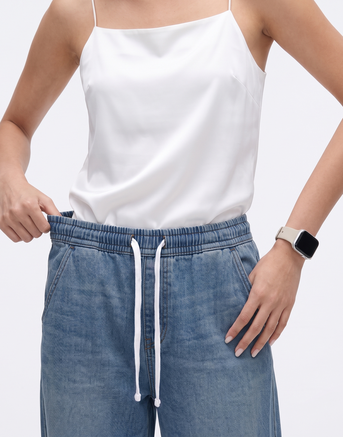 Cooling, Breathable & Stretchy Relax Denim Joggers With Elastic Waistband
