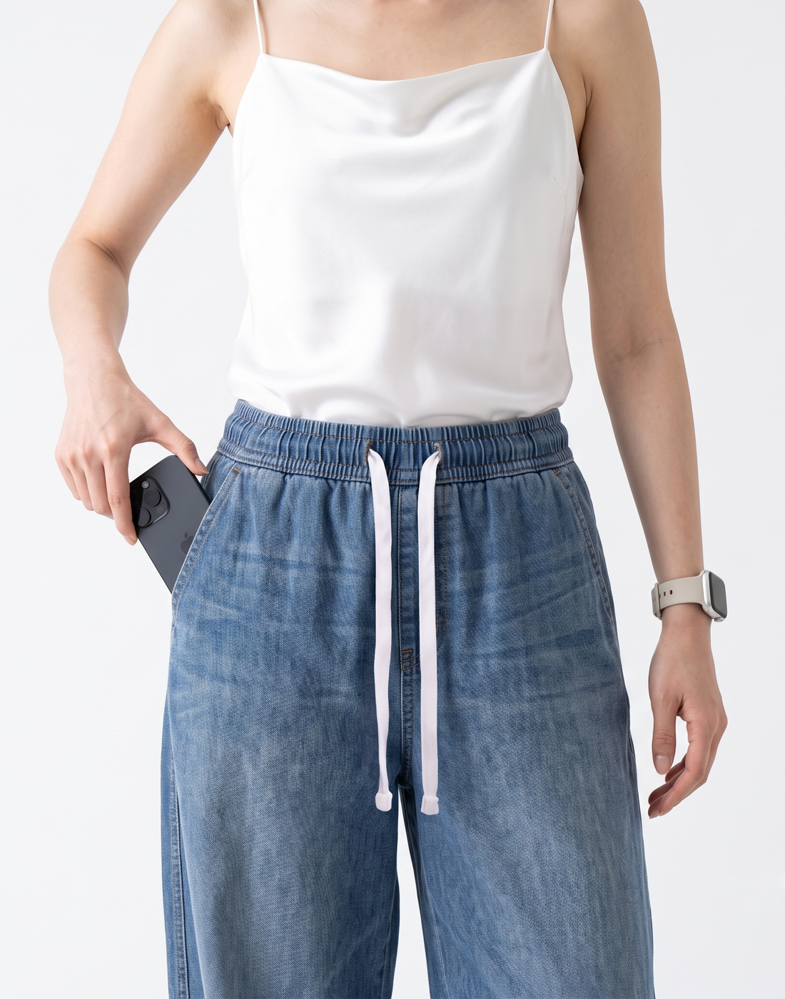 Cooling, Breathable & Stretchy Relax Denim Joggers With Elastic Waistband