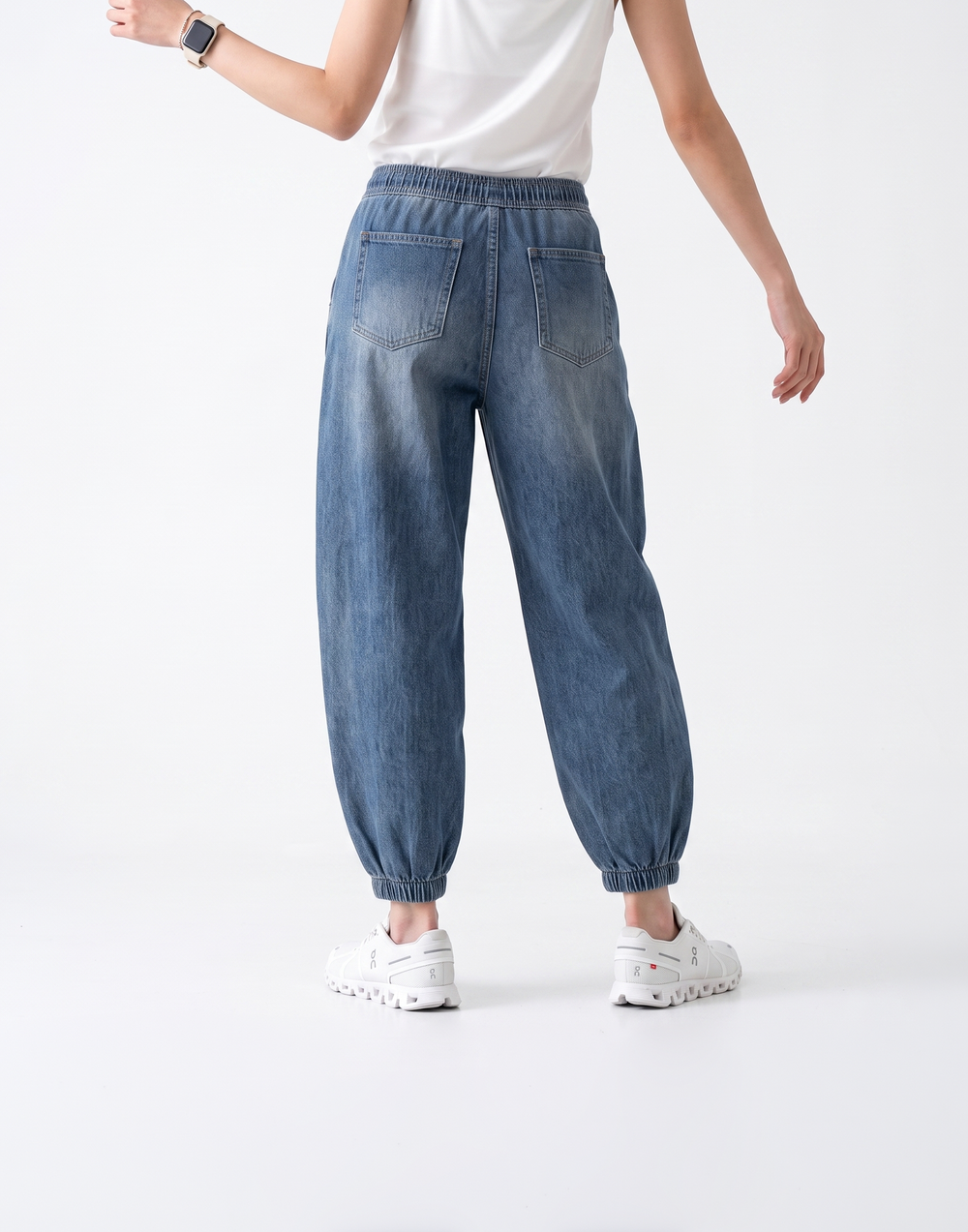 Cooling, Breathable & Stretchy Relax Denim joggers With Elastic Waistband
