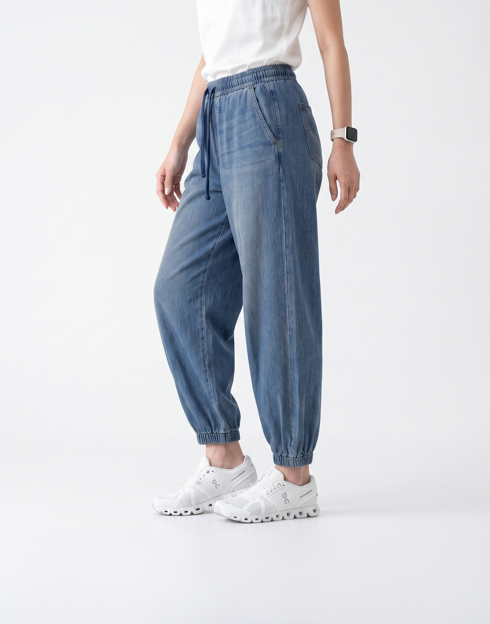Cooling, Breathable & Stretchy Relax Denim joggers With Elastic Waistband