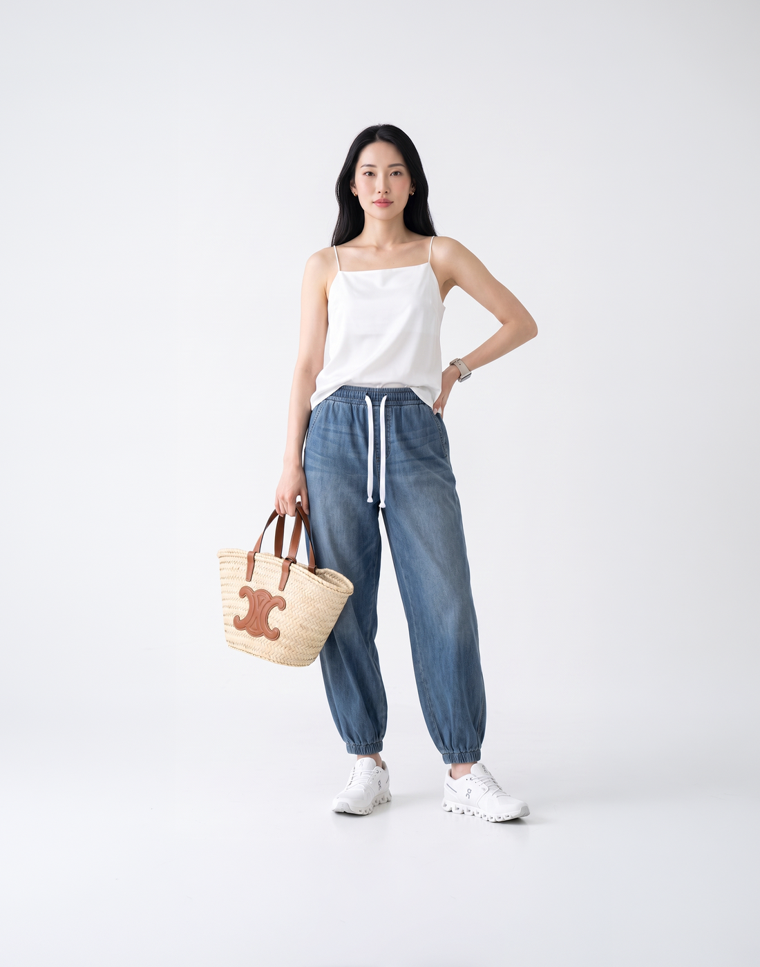 Cooling, Breathable & Stretchy Relax Denim Joggers With Elastic Waistband