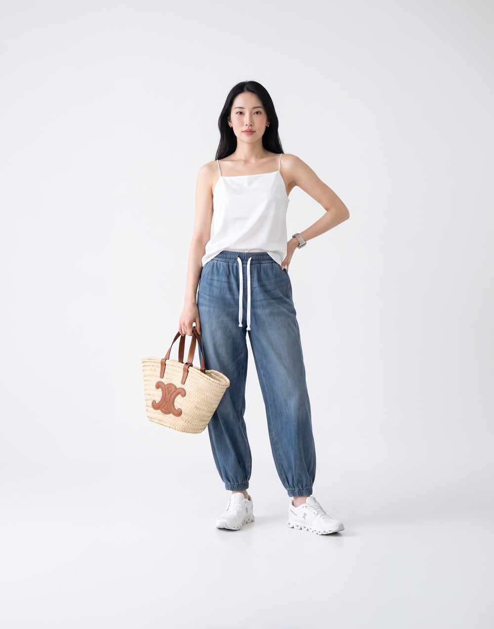Cooling, Breathable & Stretchy Relax Denim Joggers With Elastic Waistband