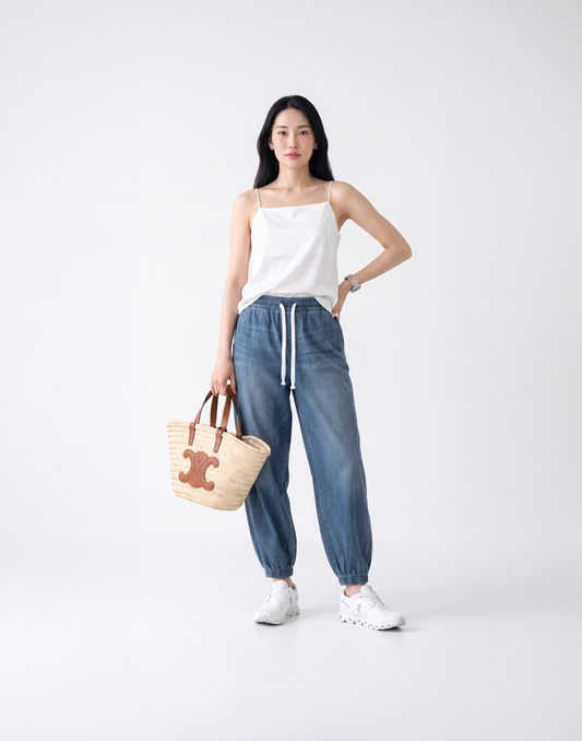 Cooling, Breathable & Stretchy Relax Denim Joggers With Elastic Waistband