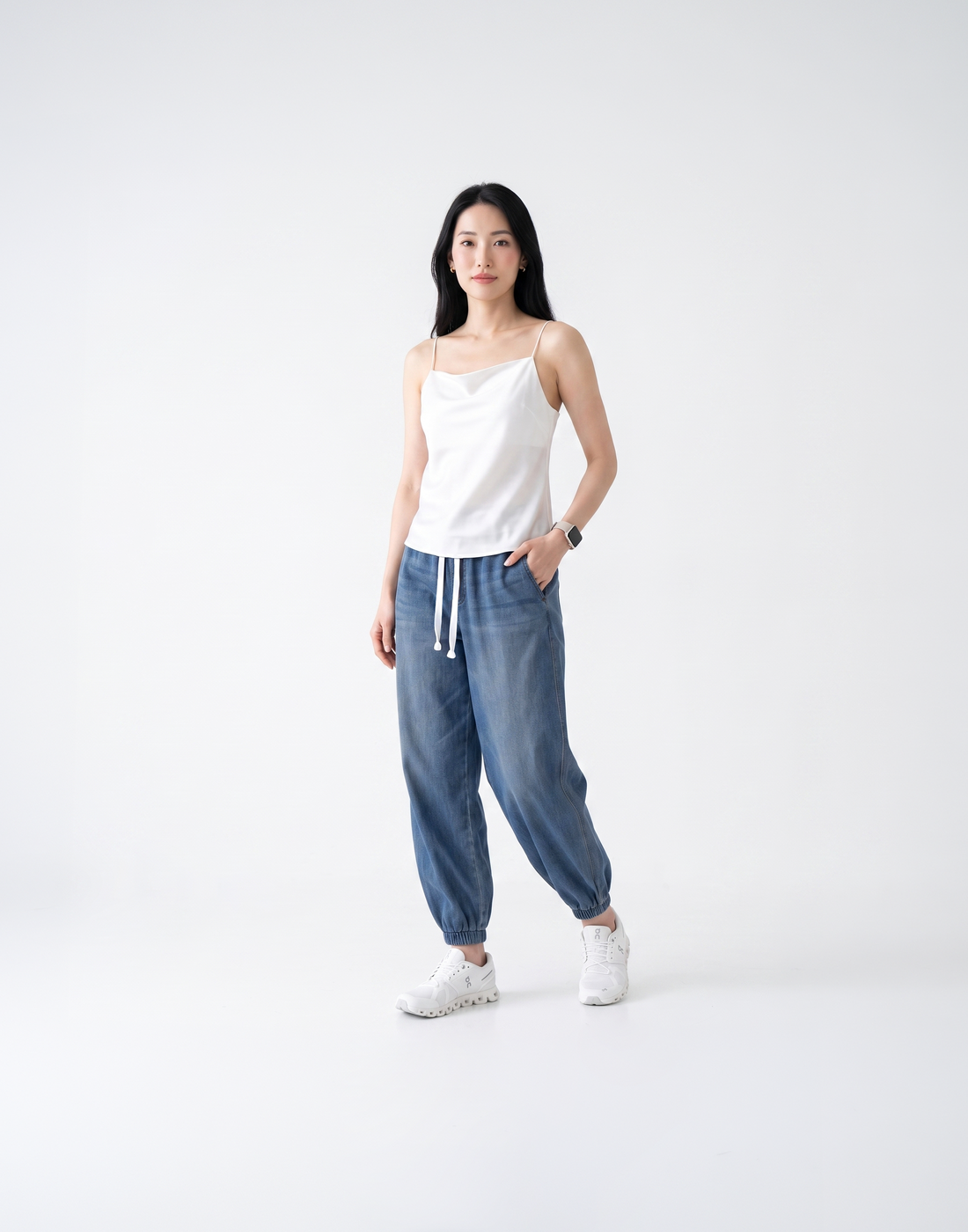 Cooling, Breathable & Stretchy Relax Denim Joggers With Elastic Waistband