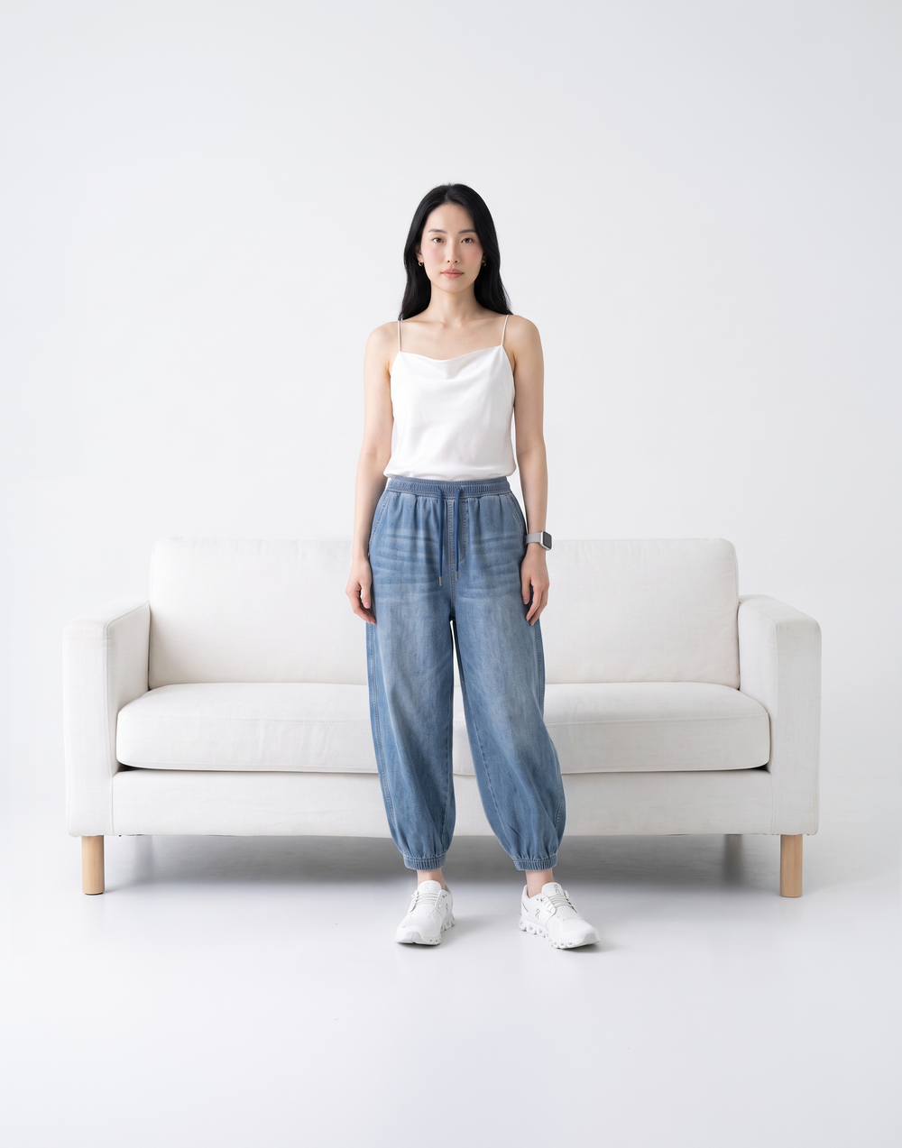 Cooling, Breathable & Stretchy Relax Denim joggers With Elastic Waistband