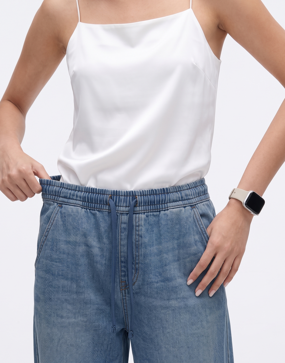 Cooling, Breathable & Stretchy Relax Denim joggers With Elastic Waistband