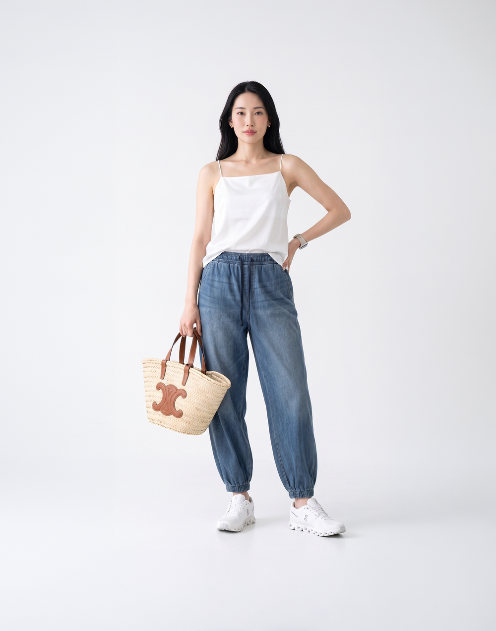 Cooling, Breathable & Stretchy Relax Denim joggers With Elastic Waistband