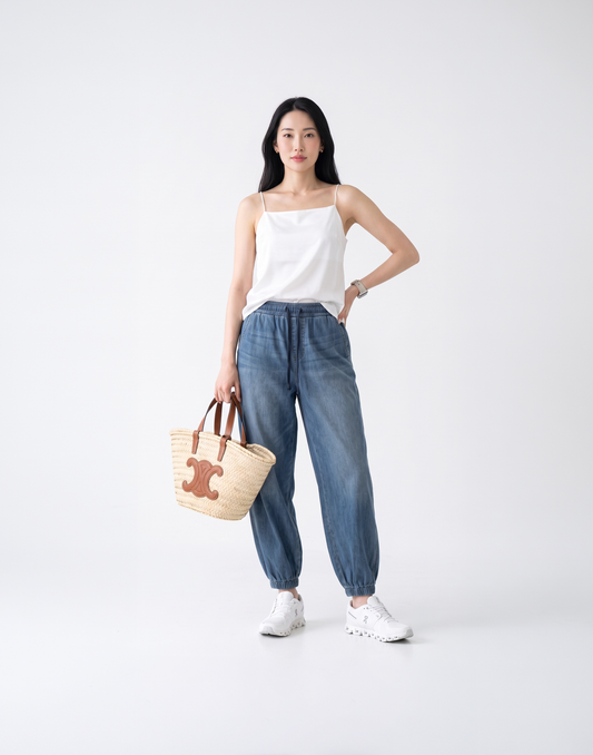 Cooling, Breathable & Stretchy Relax Denim joggers With Elastic Waistband