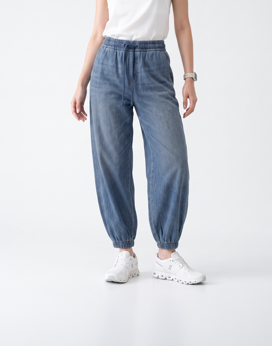 Cooling, Breathable & Stretchy Relax Denim joggers With Elastic Waistband