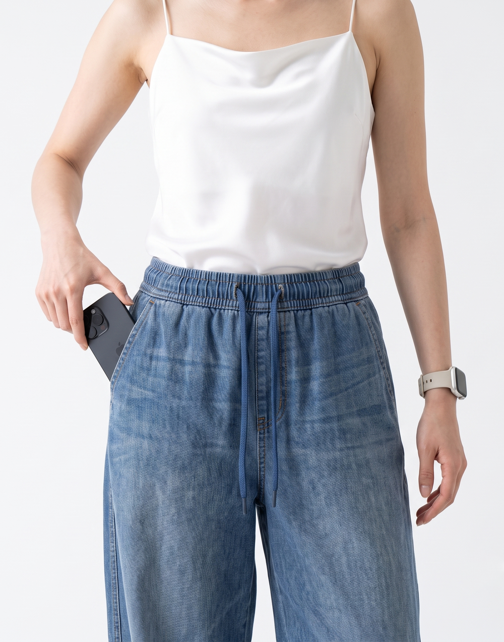 Cooling, Breathable & Stretchy Relax Denim joggers With Elastic Waistband
