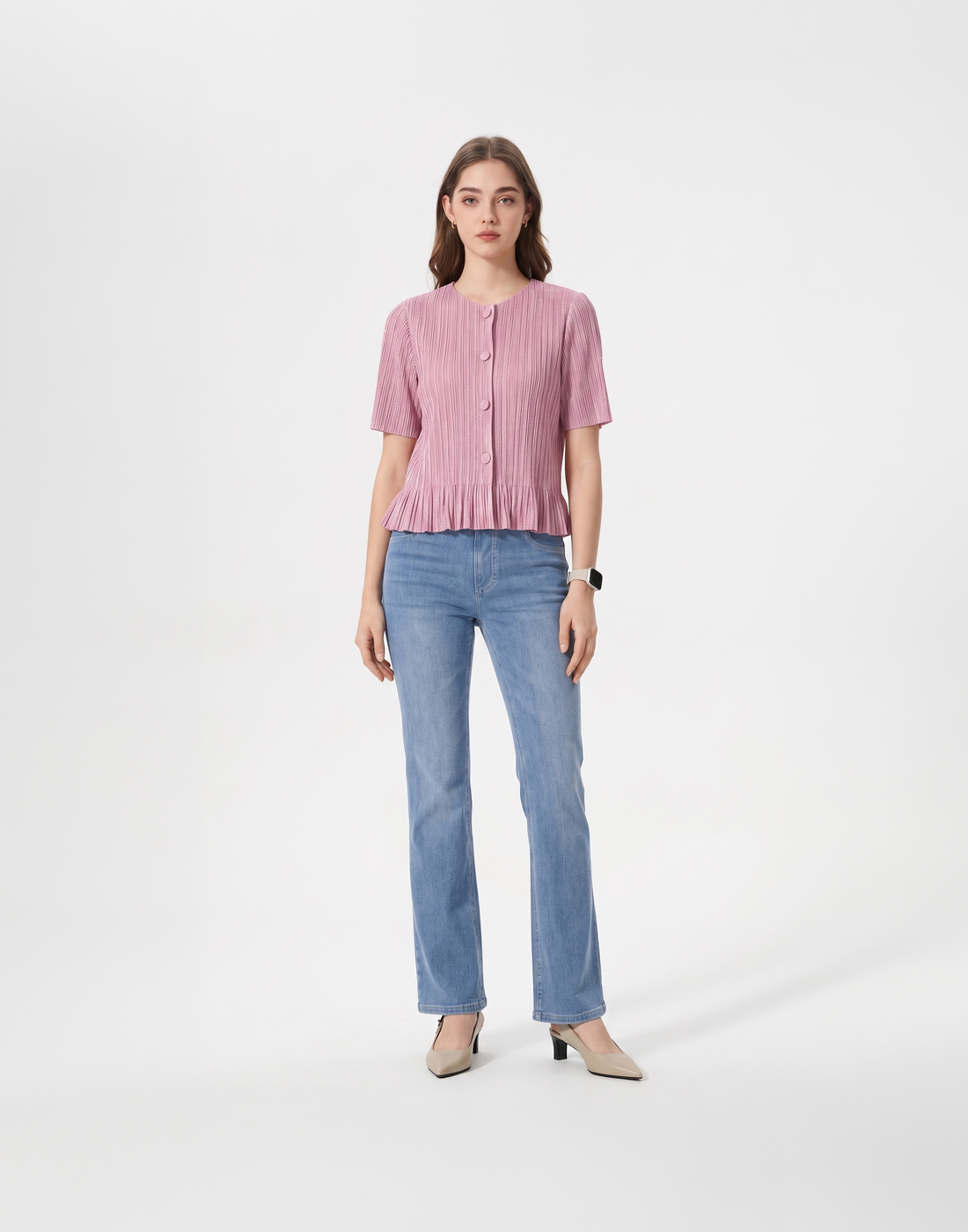 Wrinkle-Free, Cooling & Breathable Free Size Cascade Pleated Set