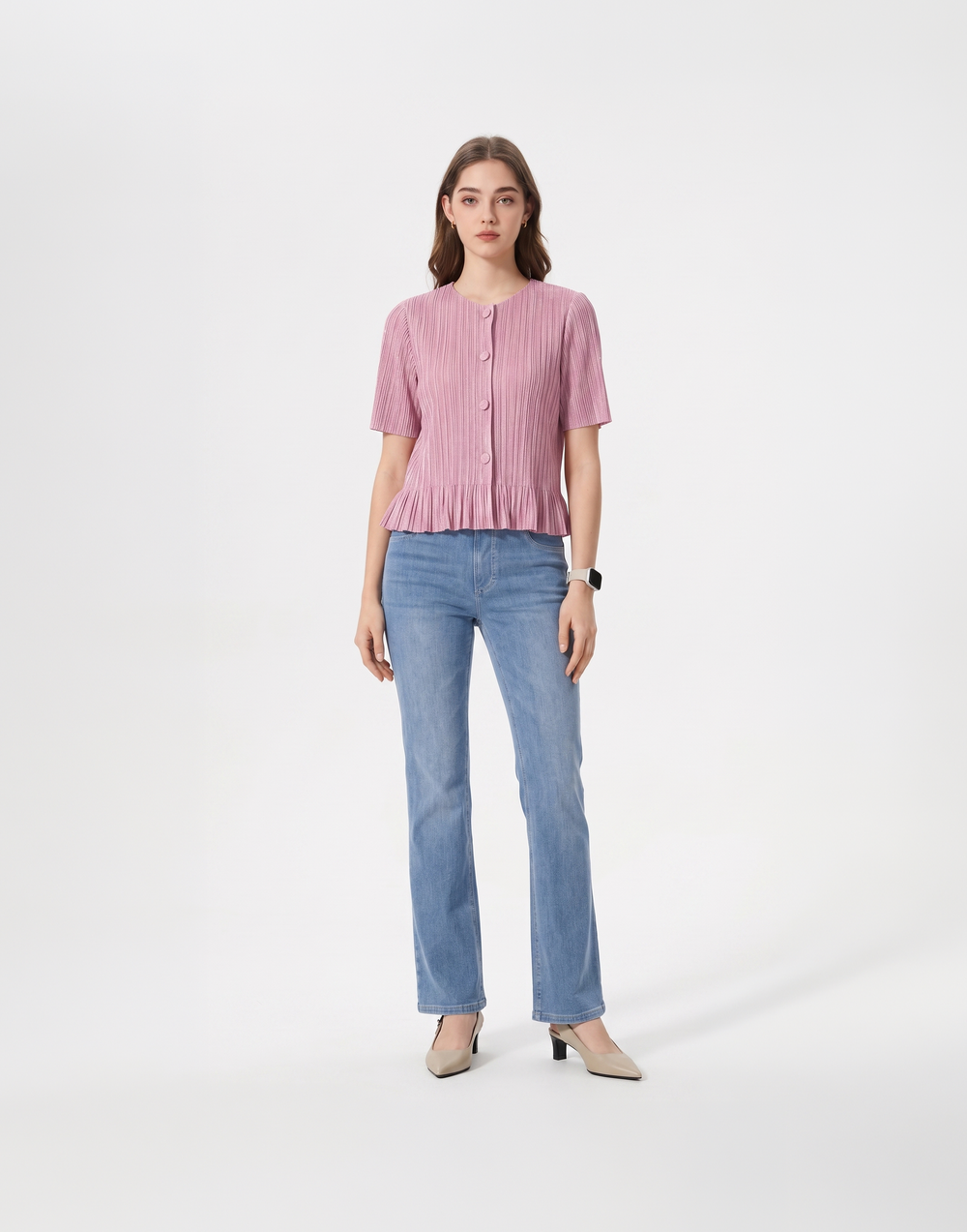 Wrinkle-Free, Cooling & Breathable Free Size Cascade Pleated Set