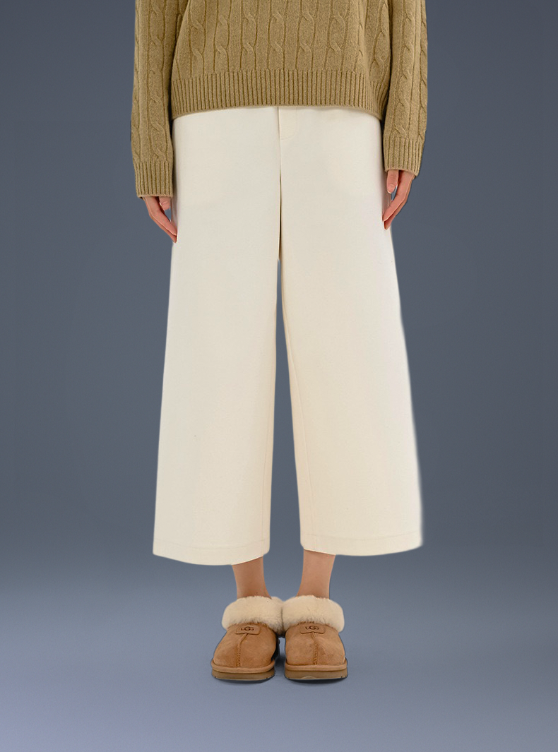 Wool Wrinkle-Free Haven Trousers With Elastic Waistband & Pockets - For Petites & Cold Climates