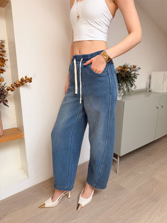 Buttery Soft Fleece Jeans Pants With Stretchable Waistband & Pockets